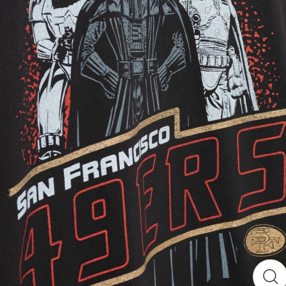 Star Wars X San Francisco 49ERS T-shirt NFL Mens Large Dark Side Darth Vader - Picture 2 of 6